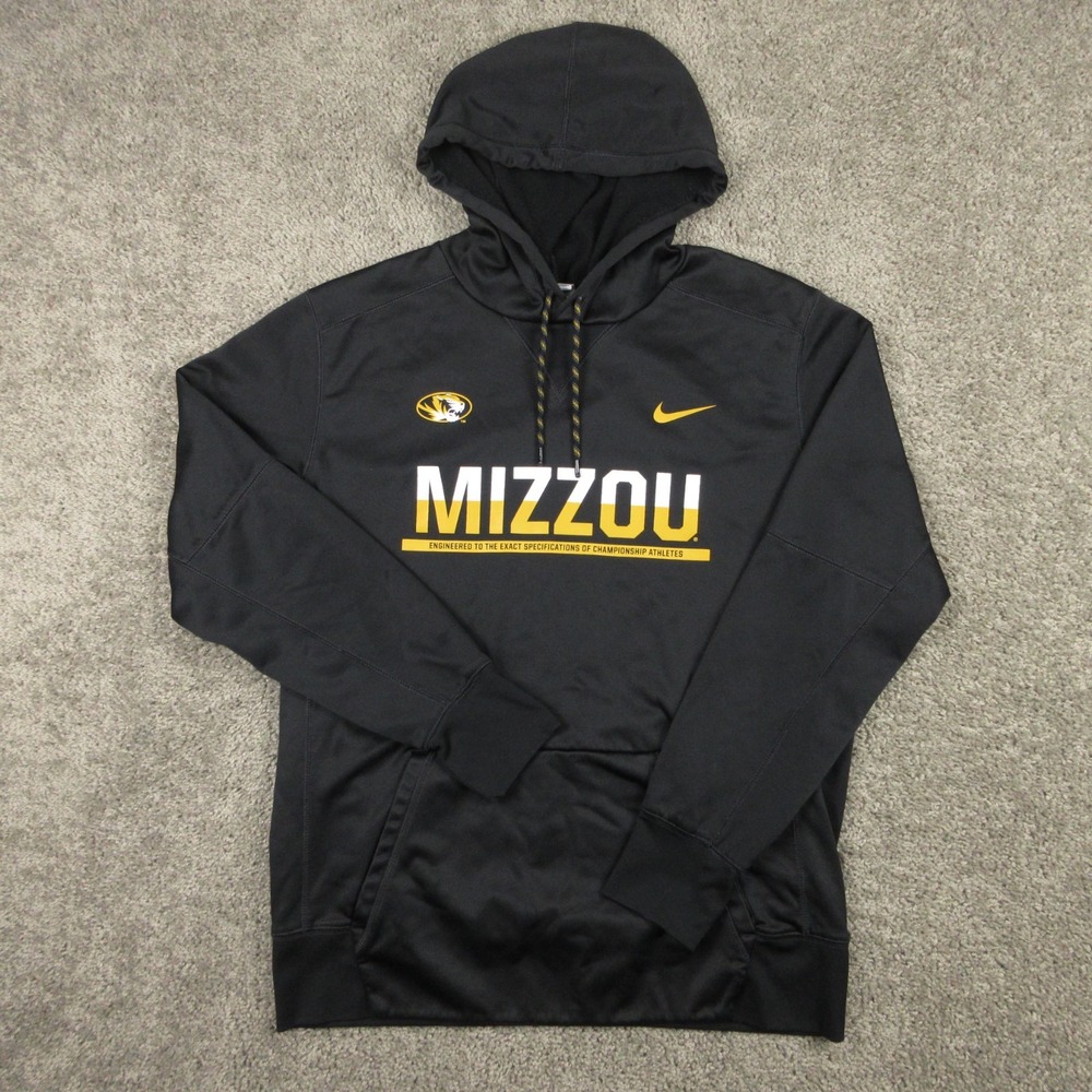 Missouri Tigers Sweater Mens Large Black Hoodie Sweatshirt Nike Thermafit NCAA